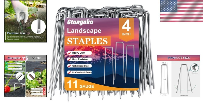 4 Inch Landscape Staples 50 Count Galvanized Steel Garden Stakes gallery