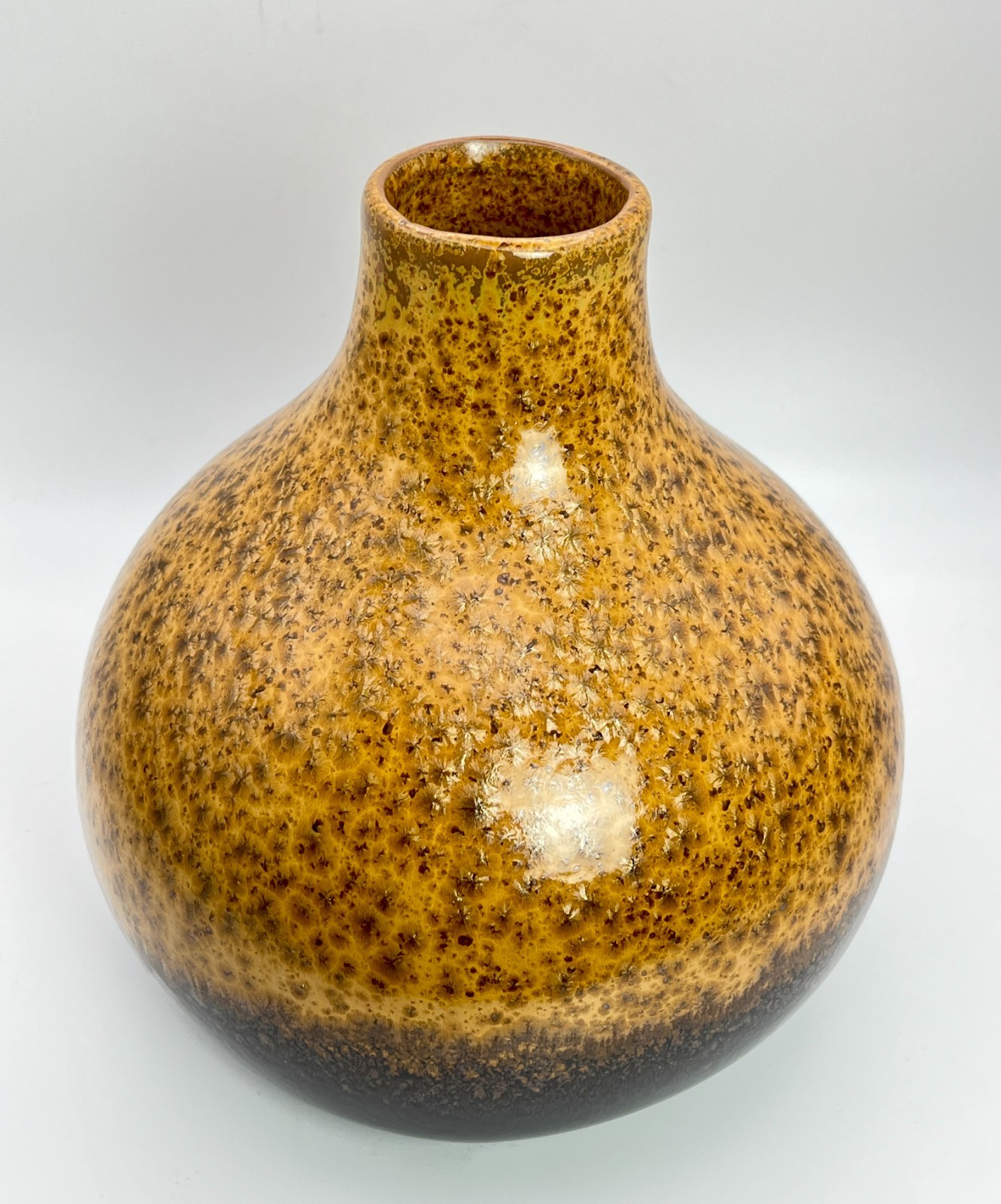CRATE & BARREL Textured Ceramic Vase Brown Speckled Glaze Modern Decor gallery