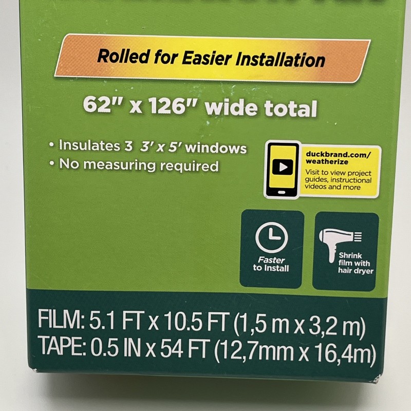 Duck Brand Indoor Window Insulation Kit For 3 Windows 62"× 126" - New in Box! gallery