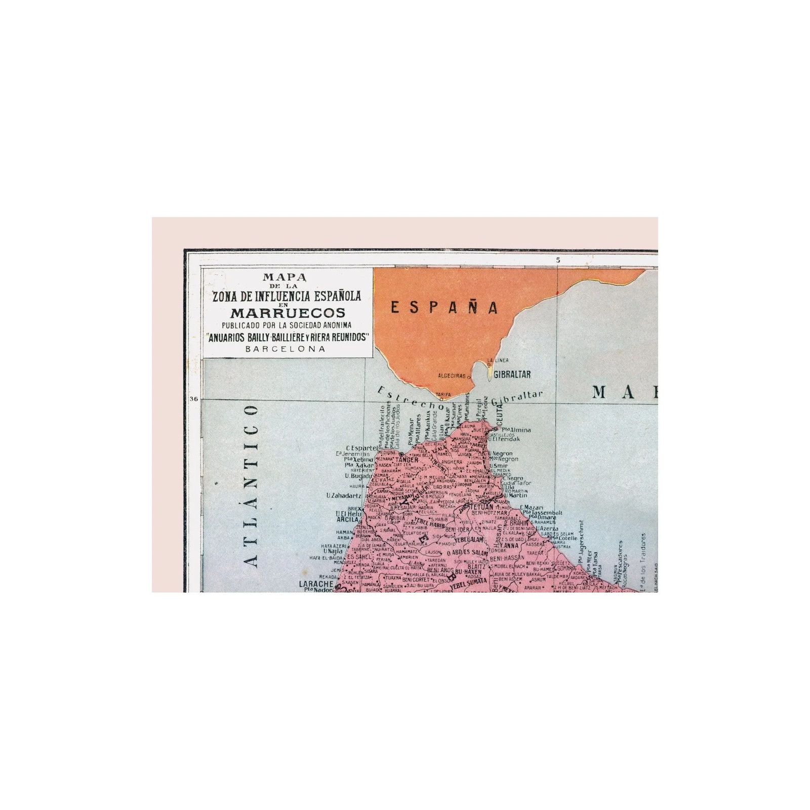 Historic Map - Morocco Spanish Influence - Pompido 1913 - Vintage Wall Art gallery