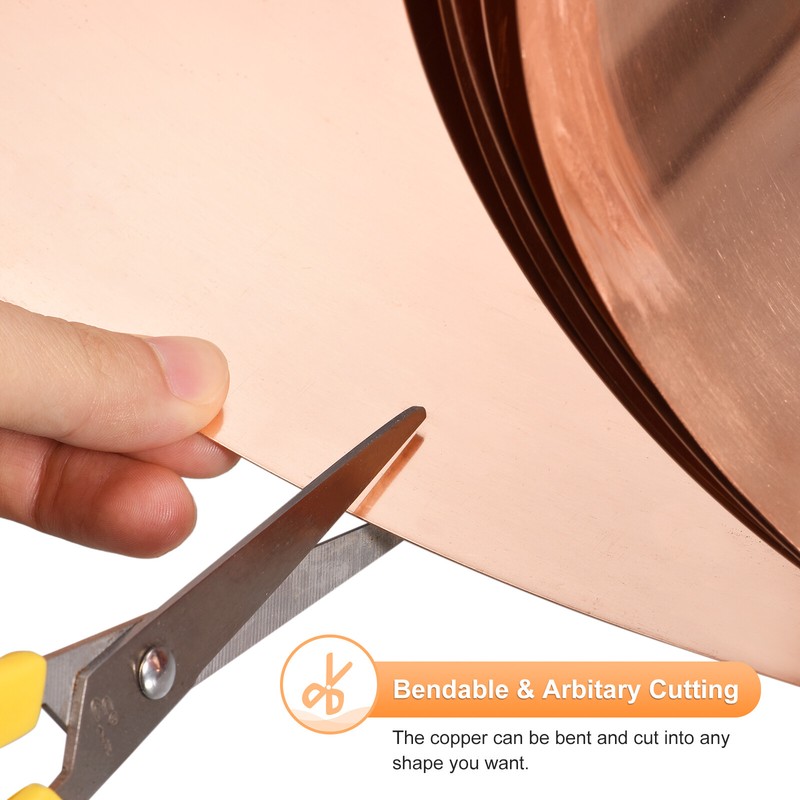Copper Sheet Roll 11ft x 5.9" Pure Copper Strip Copper Flashing Metal Foil Plate gallery
