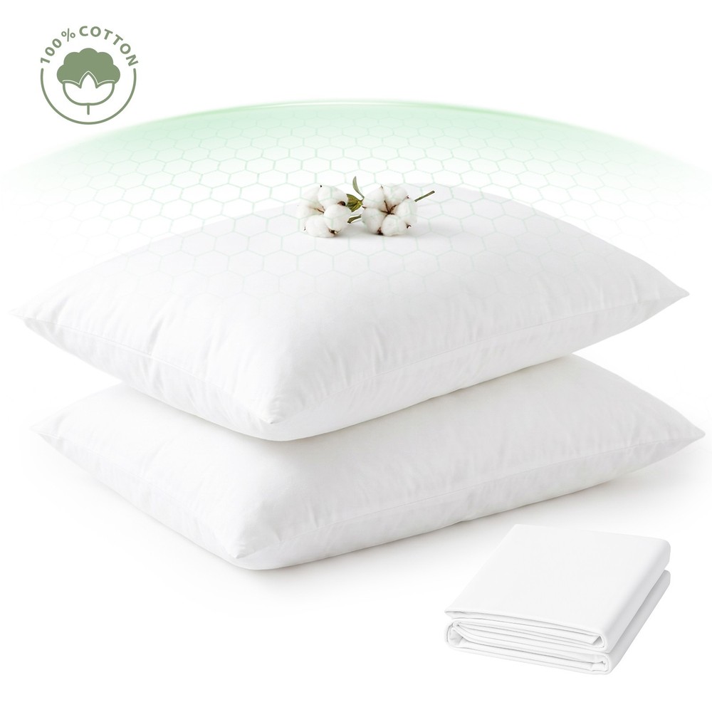 Microban Cotton Pillow Protector Dust Mite Proof, OEKO-TEX, Zippered, 2/4/6 Pack