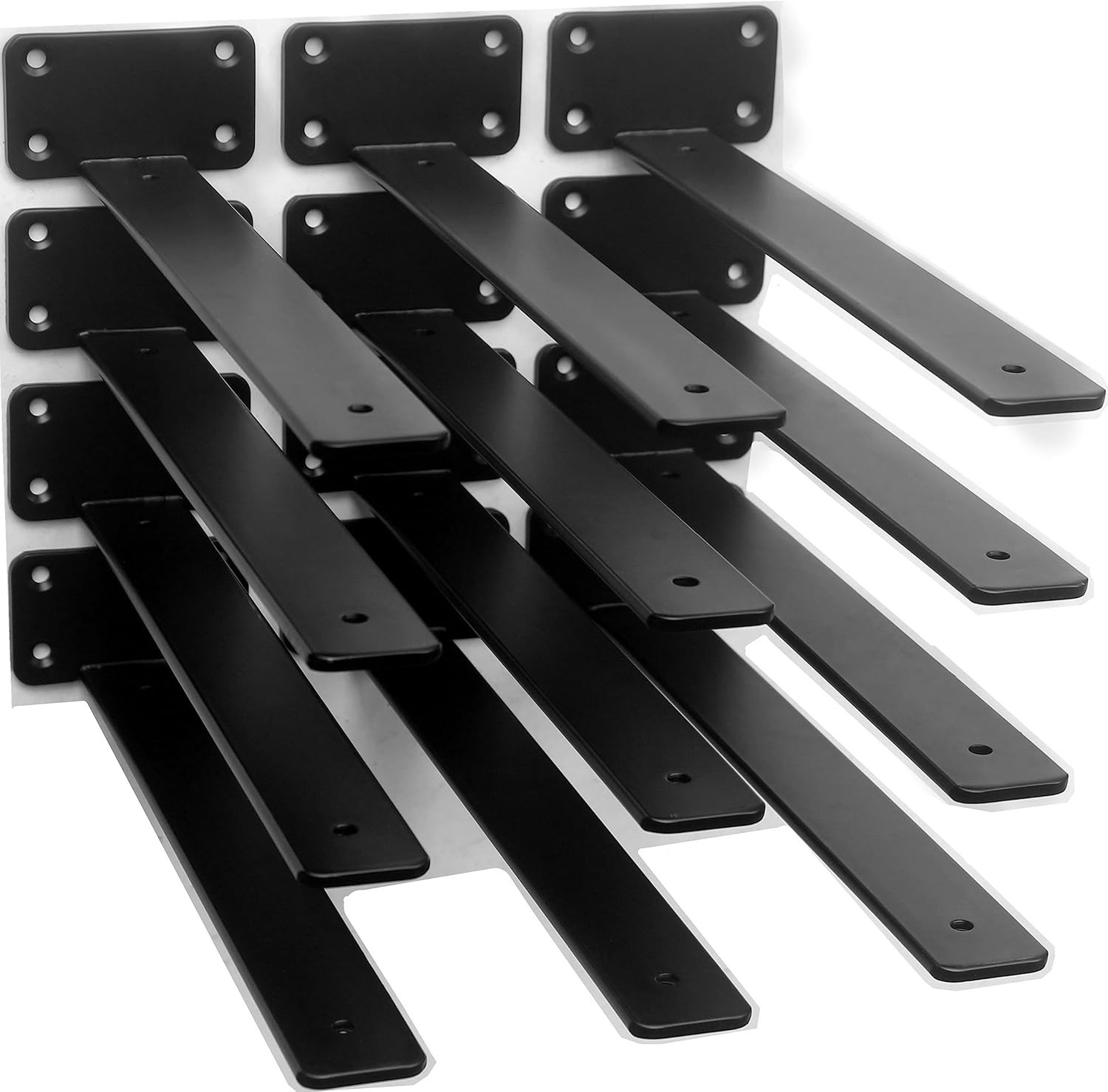 12 Pack - 12 Inch Black Hidden L Shelf Bracket (1/5 Inch Thicked) Iron Floating gallery
