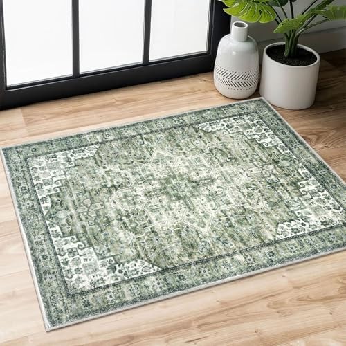 2x3 Washable Rug for Entryway, Soft 2' x 3' (Rectangular) Sage Green gallery