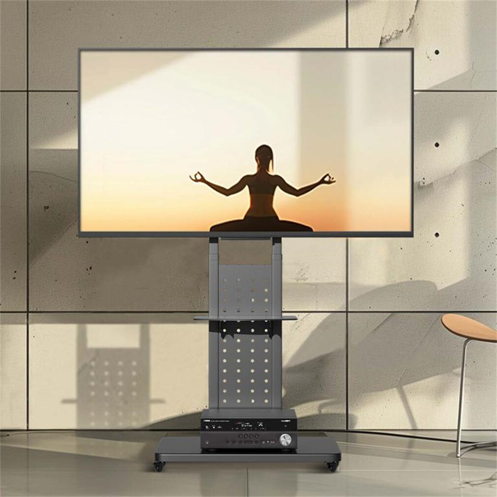 32''-65'' TV Floor Stand Swivel 90° Height Adjustable TV Mount w/Storage Shelves gallery