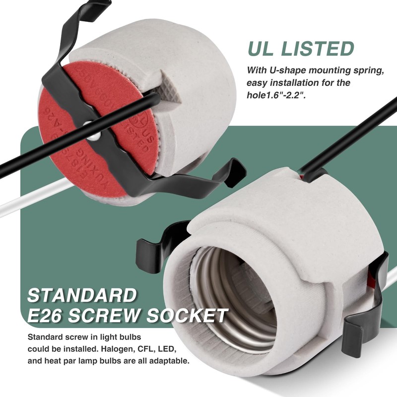 Light Socket with Shade Ring, UL Listed Medium Screw Lamp Socket, Porcelain P... gallery