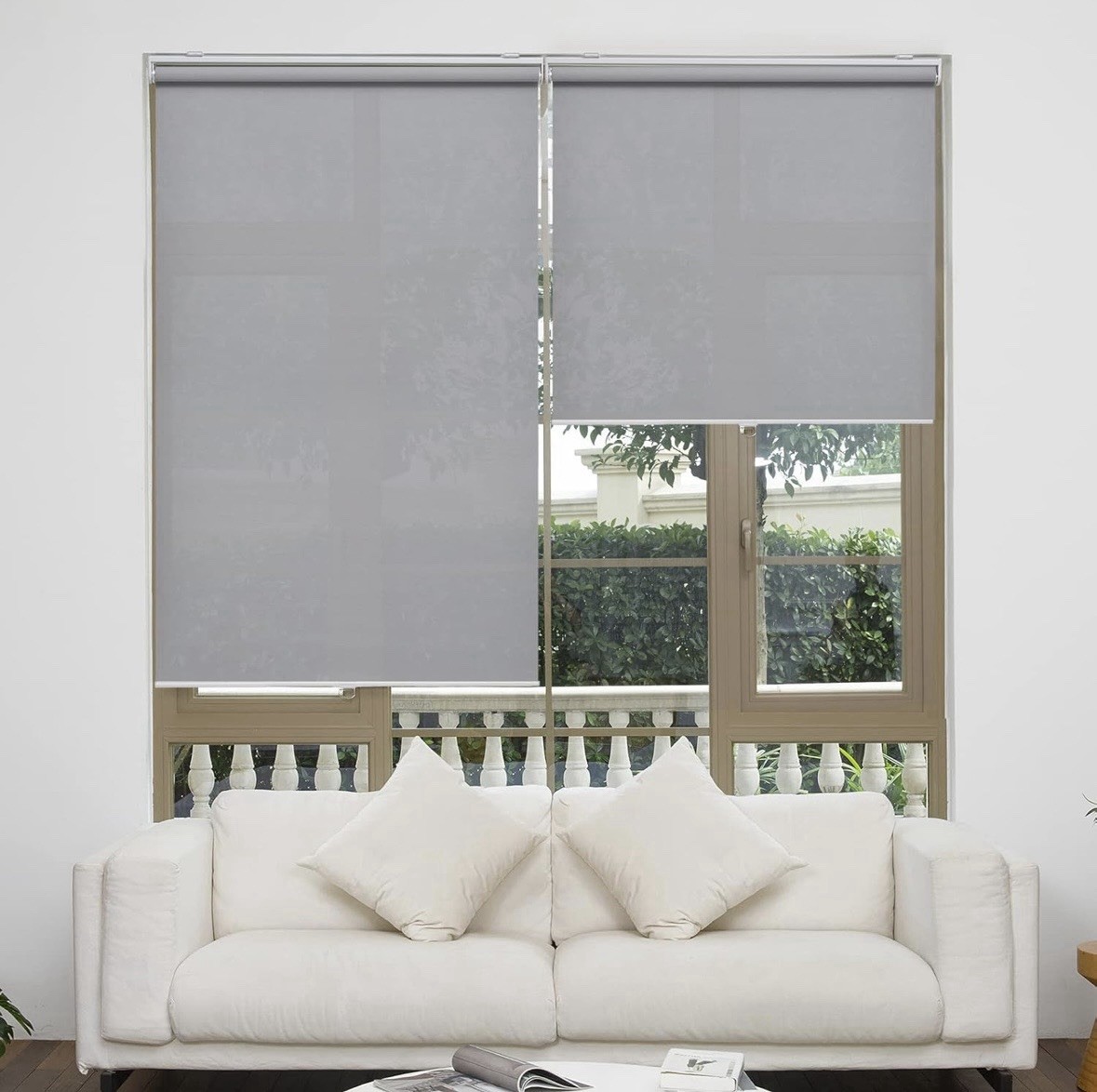 Cordless Roller Shades Light Filtering with 5% Openness 30" W x 72" H (Grey) gallery