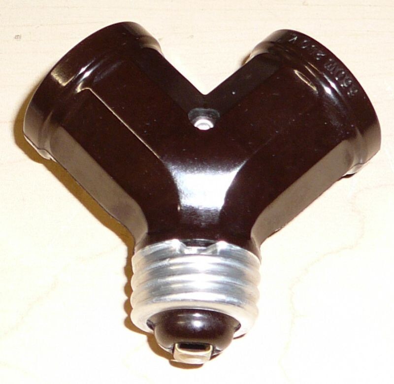 Leviton Y Type Light Bulb Converter Dual Twin Splitter Lamp Socket Adapter gallery