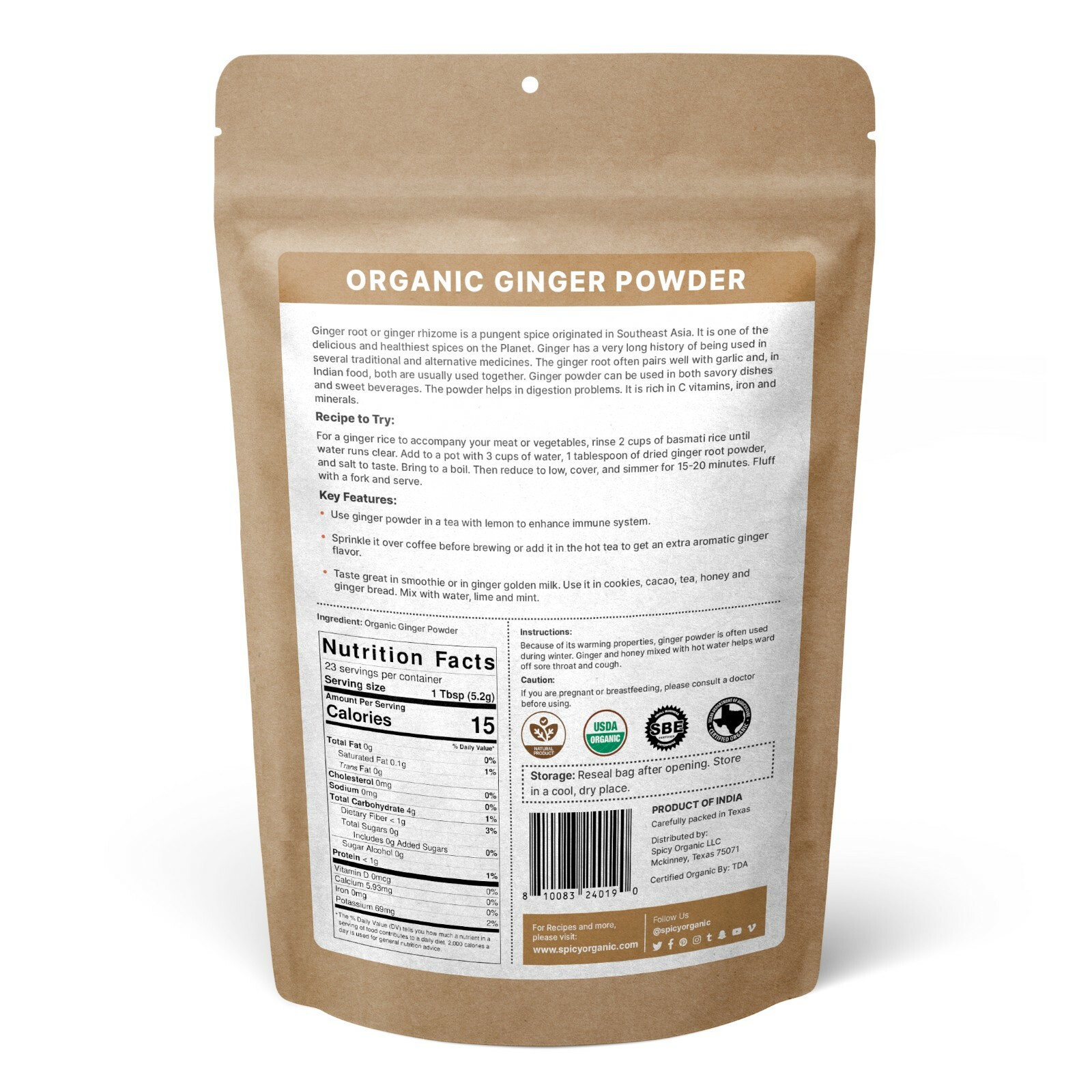 Organic Ground Ginger Powder (4 OZ) Pure and Raw Ginger Powder for Beverages gallery