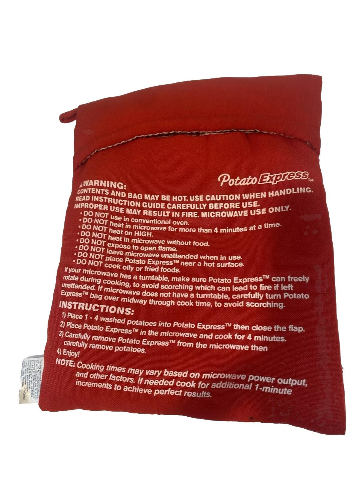 Potato Express Microwave Cooker Bag 4 Minutes & Cooks 4 Potatoes - Washable gallery