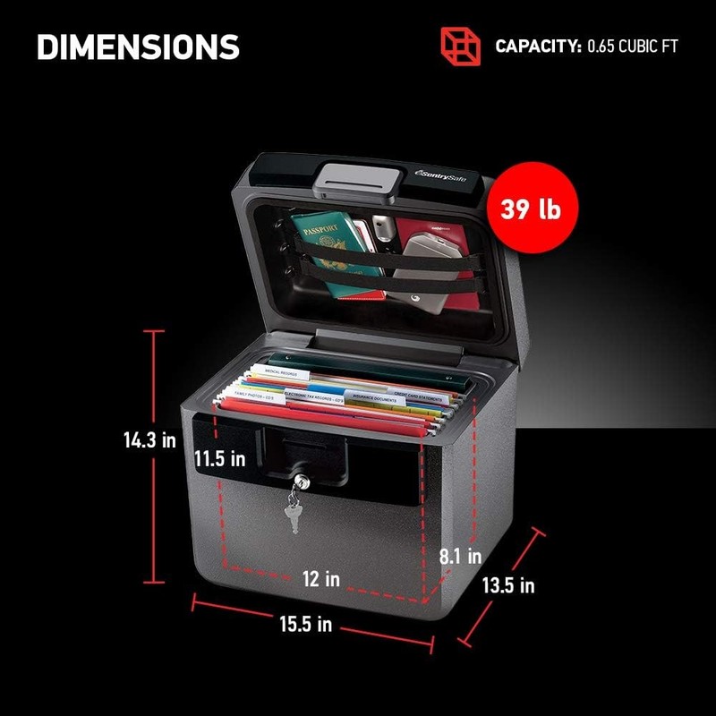 Black fireproof and waterproof safe, key-locked file folders and document boxes gallery