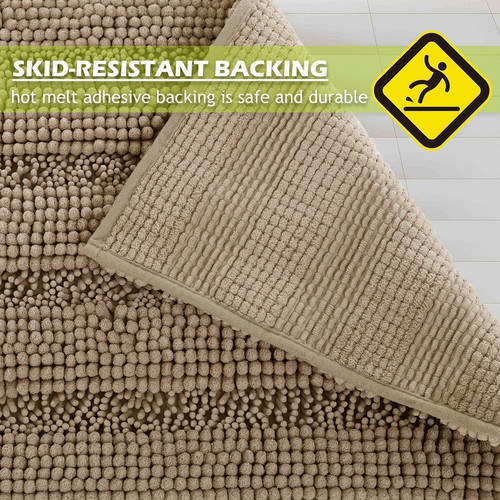 KGORGE Large Bathroom Rugs Set - Super Soft Bath Mat 60" x 24", Brown gallery