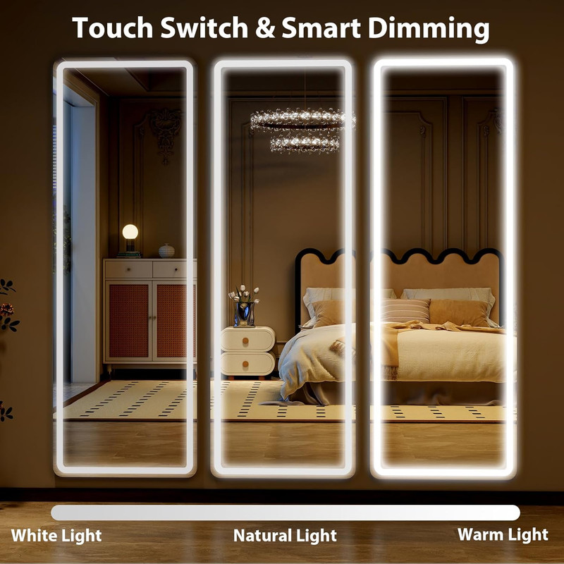 60" LED Full Length Mirror - Stylish Floor & Wall Mount Rectangle Design gallery