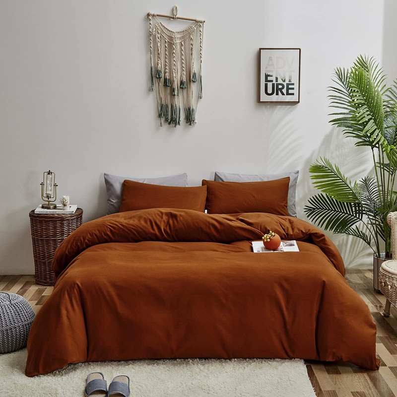 Rust Pillowcases Envelope Closure Burnt Orange Pillow Covers Pack of 2 Solid ... gallery