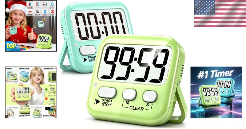 Loud/Silent 2 Pack Digital Timers - Perfect for Kitchen, Classroom & Exercise gallery