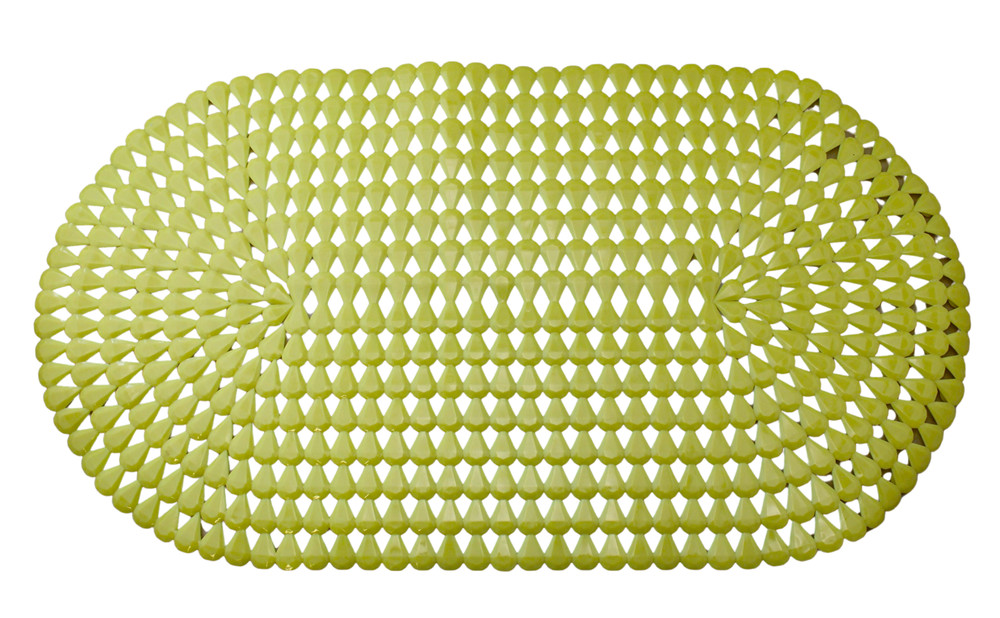 Oval Bath Mat with Pear Shape Diamond Design Anti-Slip Suction Shower Yellow