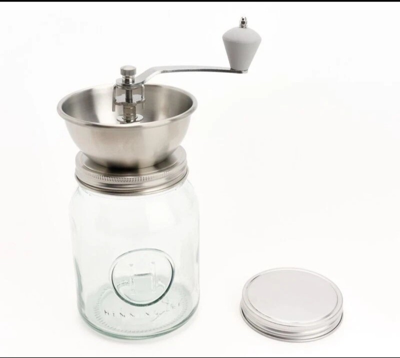Manual Coffee Bean Grinder with Ceramic Conical Burr, 32 Oz Glass Jar & Lid. gallery
