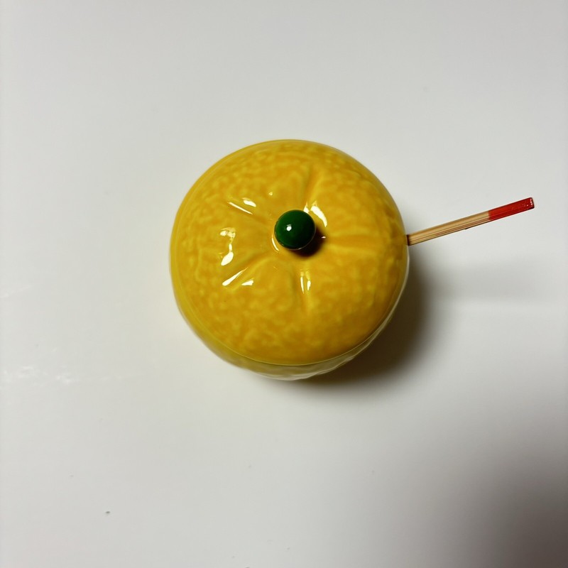 YUZU-shaped Condiment Container w/spoon Pottery ARITA-ware Ceramic Japan gallery