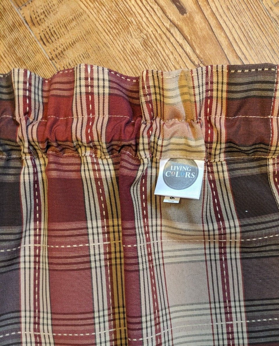 Country Plaid Red Brown & Beige Straight Valance 58"x15" gallery
