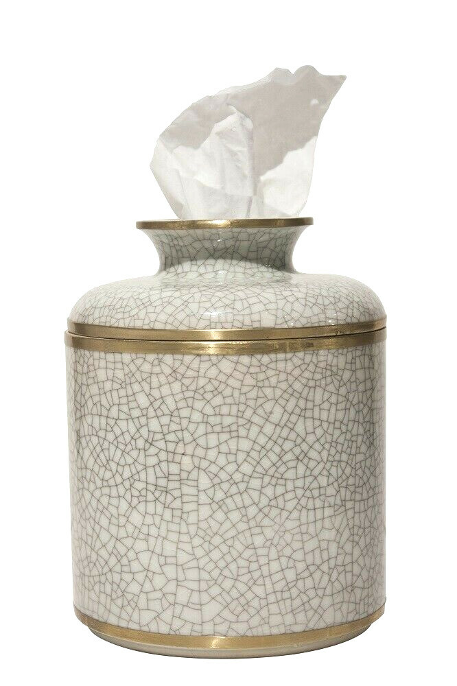 Porcelain Crackle Pattern Tissue Holder Jar Cover Kleenex Keeper Box gallery