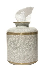 Porcelain Crackle Pattern Tissue Holder Jar Cover Kleenex Keeper Box