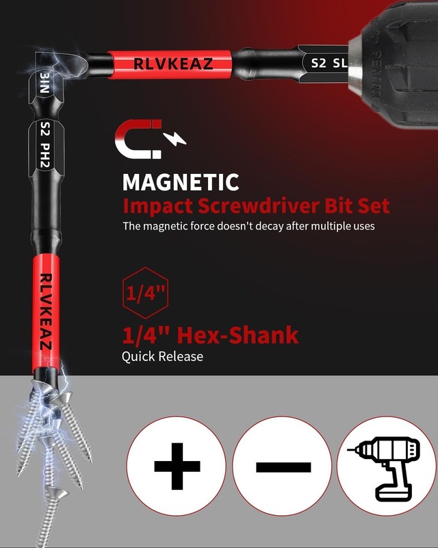 10-PCS 3" Long Magnetic Screwdriver Bits Set: Phillips Bits #1/#2/#3 & Slotted H gallery