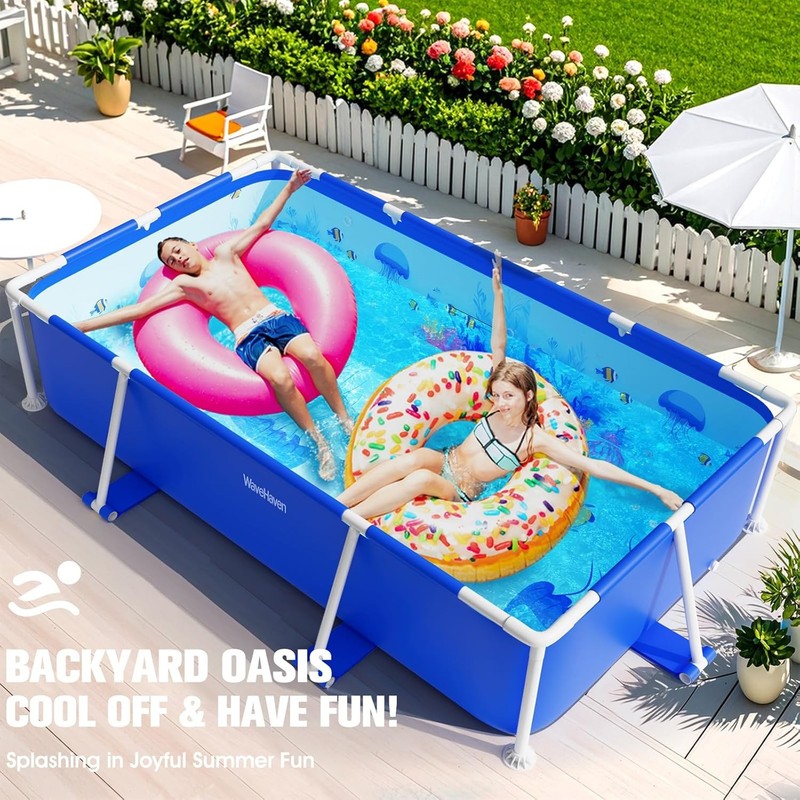 Above Ground Pool,2026 Frame Deep Swimming Pool with Pool Lights,Rectangle Famil gallery
