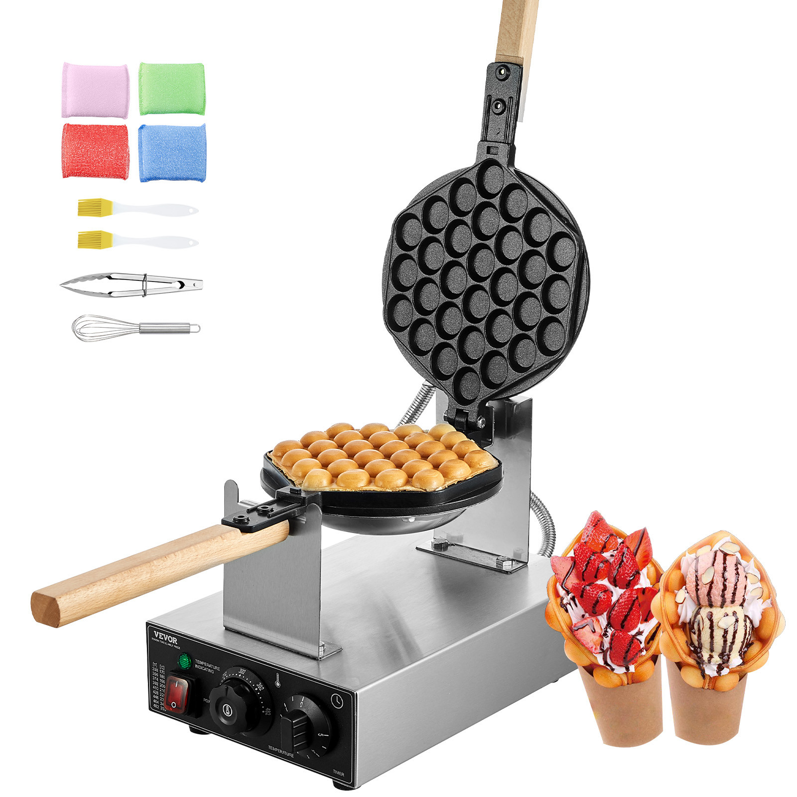 VEVOR Commercial Bubble Waffle Maker Egg Pancake Baker Machine 1400W Non-Stick gallery
