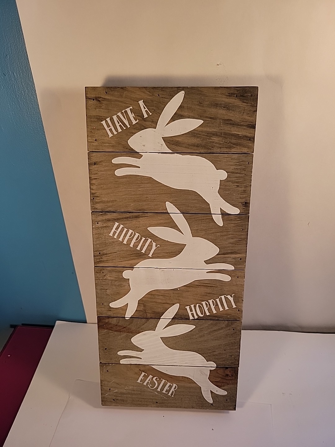 Craftsman Made Wood Slat Wall Decor Have A Hippity Hoppity Easter 15x7 gallery