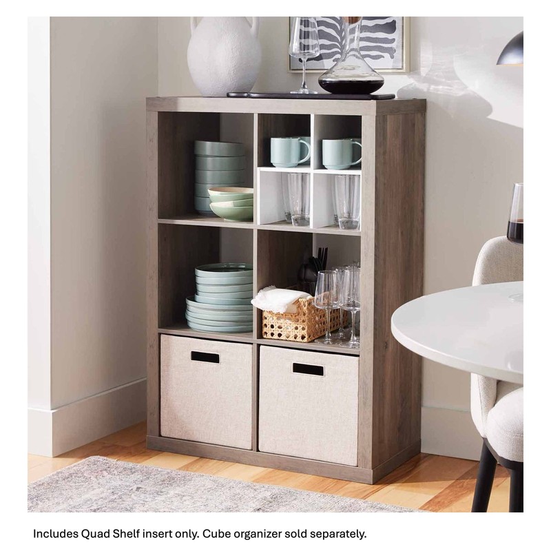 Quad Shelf Cube Organizer Insert White Space Saving Particle Board 1 Pack gallery