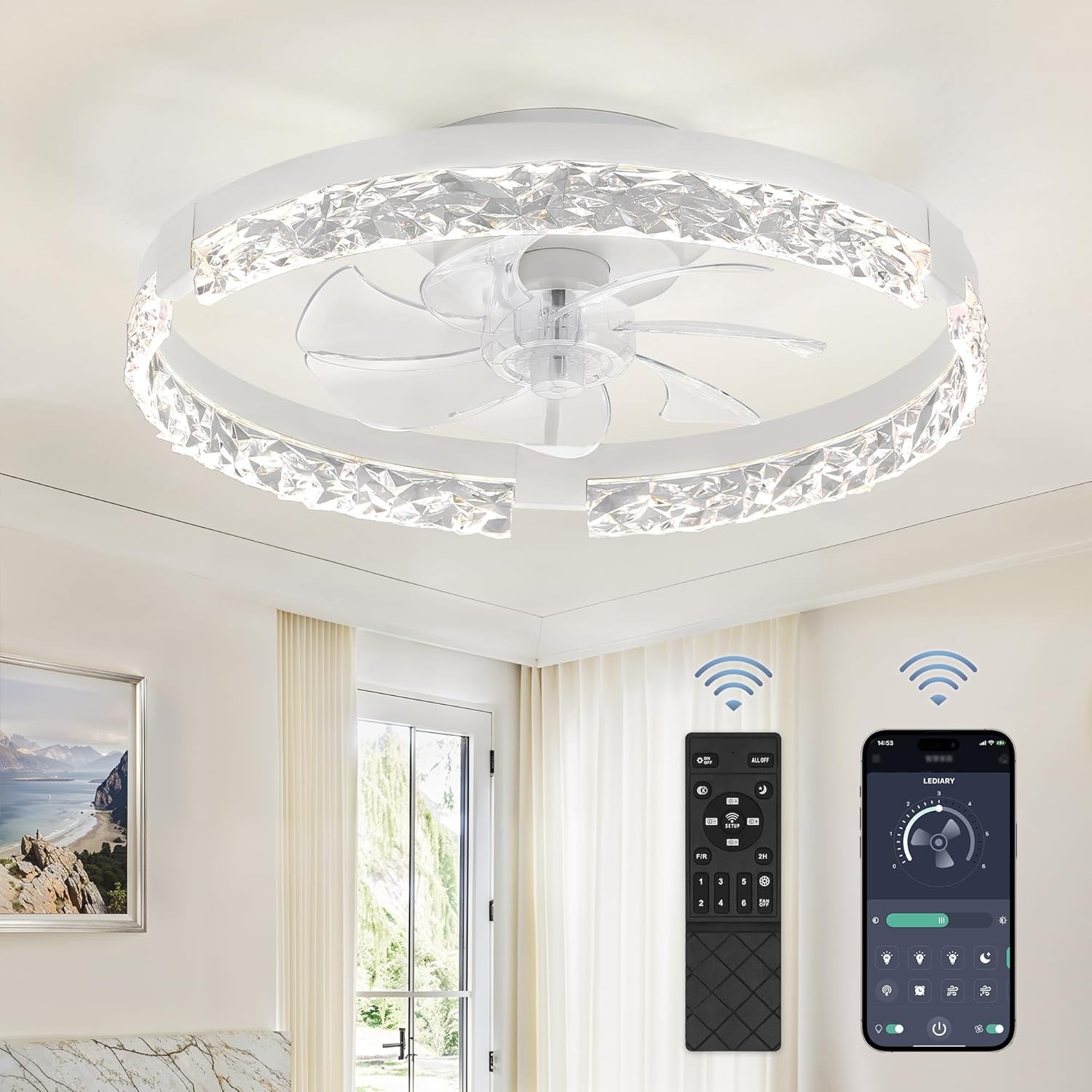 Modern Ceiling Fans with Lights and Remote,20" Low Profile Ceiling Fan with Ligh gallery