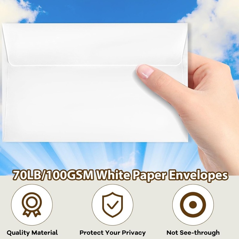 1000 Pack White A7 Self-Seal Envelopes - 5.25x7.25 for 5x7 Cards gallery