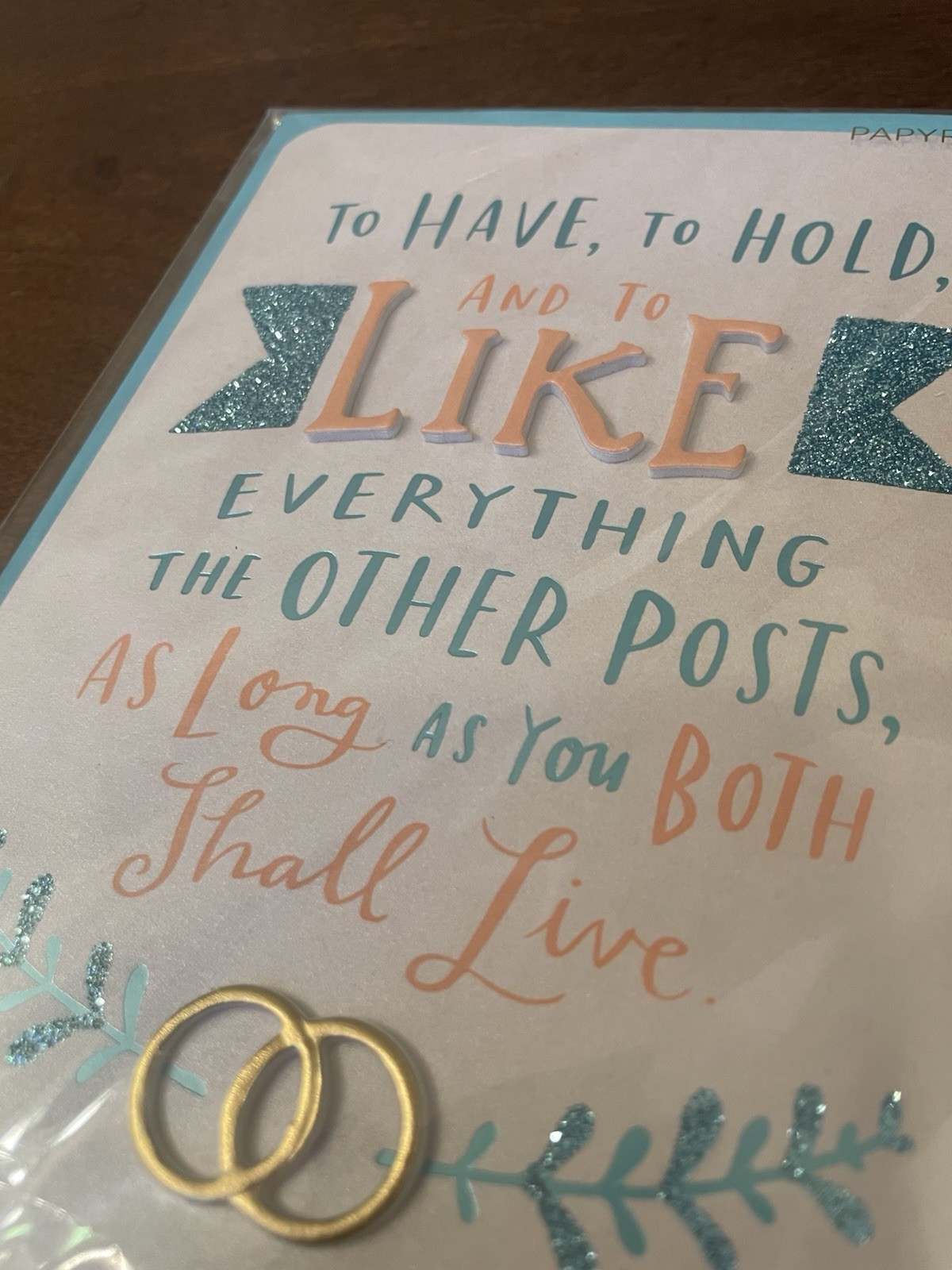 Papyrus Wedding Greeting Card w/ Envelope, Embellished, Blue/White "To Have" gallery