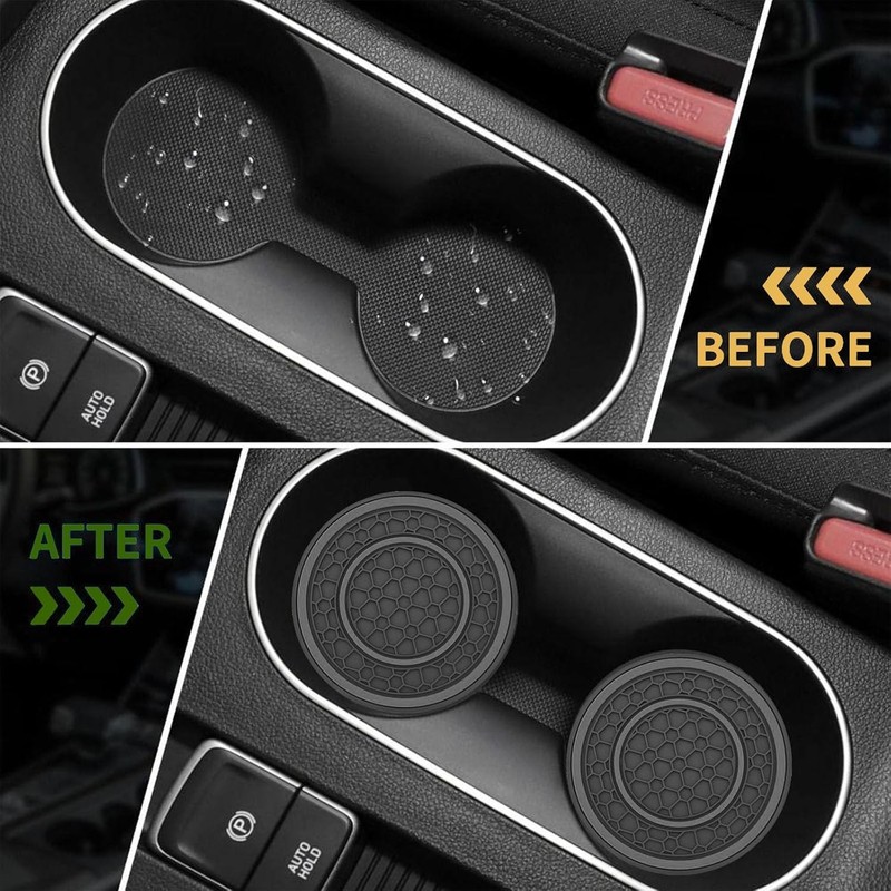 2-Pack Car Cup Holder Coasters, .75 Inch Non-Slip Silicone Insert Color: Gray gallery