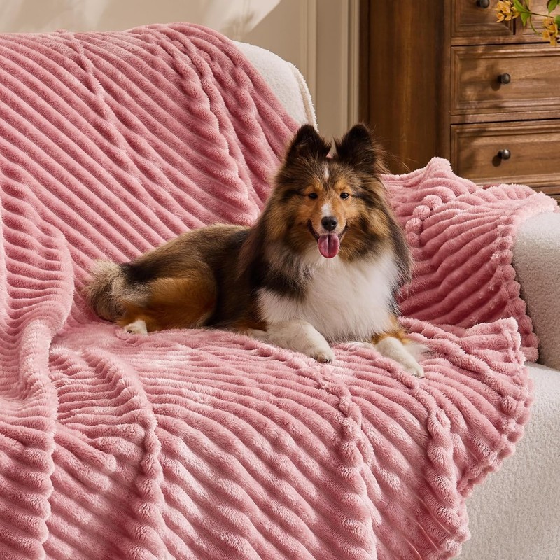 Fleece Throw Blanket for Couch – 3D Ribbed Jacquard Soft and Warm Decorative gallery