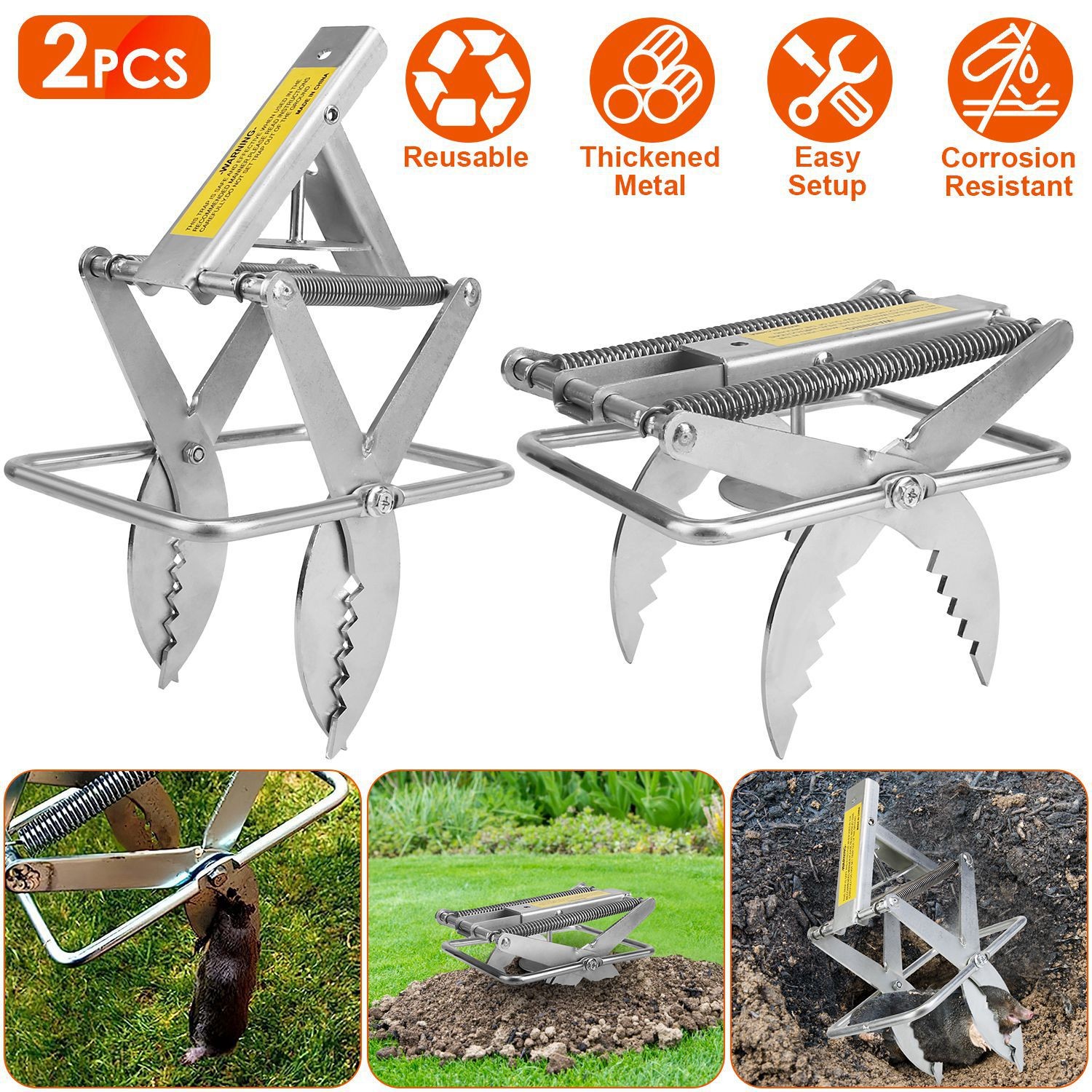 4Pack Mole Trap Scissor Trap Reusable Mole Trap Killer Catcher for Lawn Graden gallery