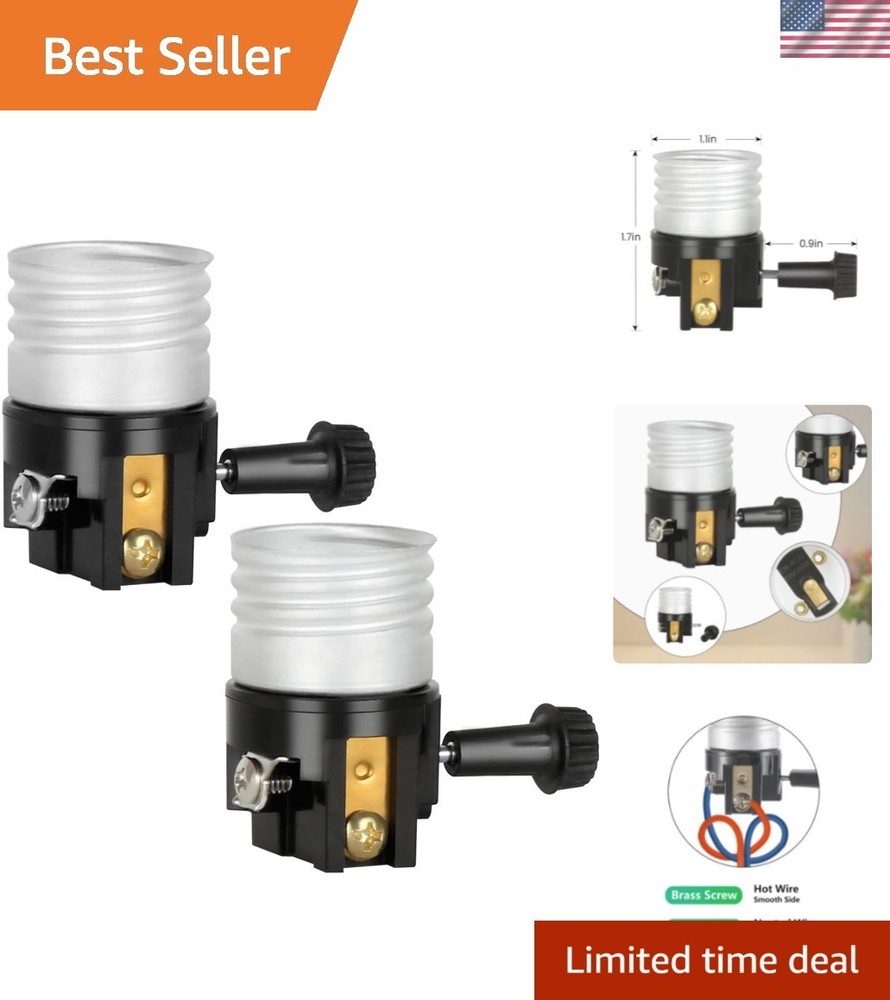 2 Pack Listed E26/E27 Light Socket Replacement with ON/Off Switch Knob, Lamp...