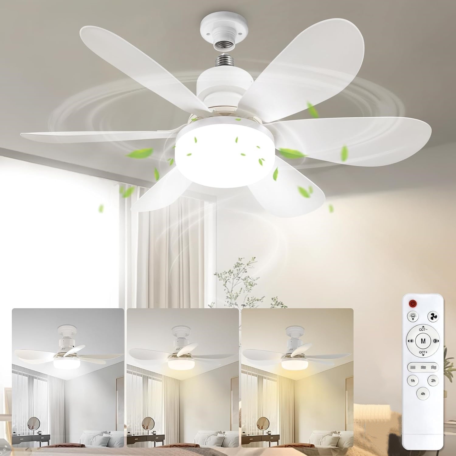 Socket Fan Light Ceiling Fans With Lights And Remote Dimmable LED Ceiling Fan US gallery