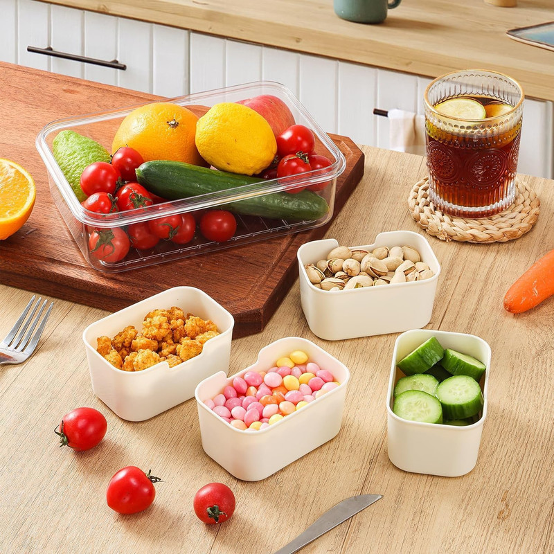 Snack Box Container, 4 Compartments Divided Serving Tray with Lid, Snackle Bo... gallery
