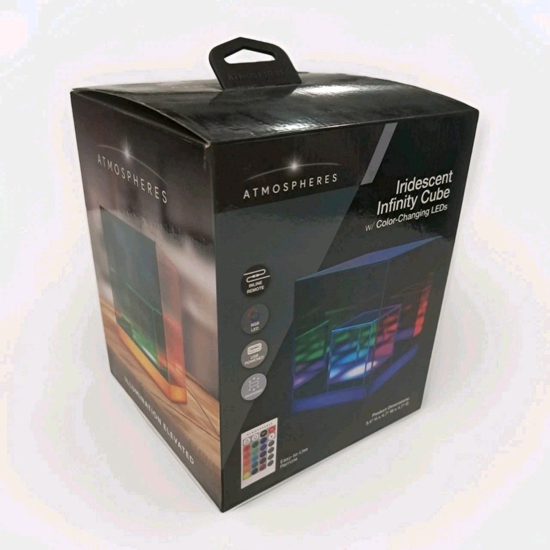 Iridescent Infinity Cube, Atmospheres LED Light Cube, Multi-Color, Remote, NEW gallery