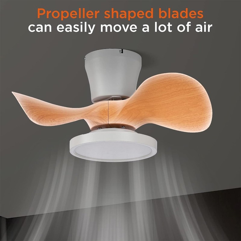 22in Ceiling Fan with Lights & Remote - Dimmable LED Flush Mount Low Profile gallery