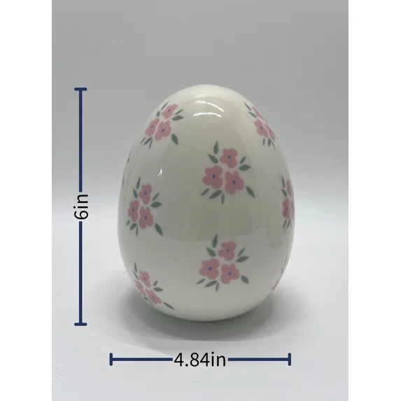 New Ceramic Flower Easter Egg Decoration Pink & White 6" by My Texas House gallery