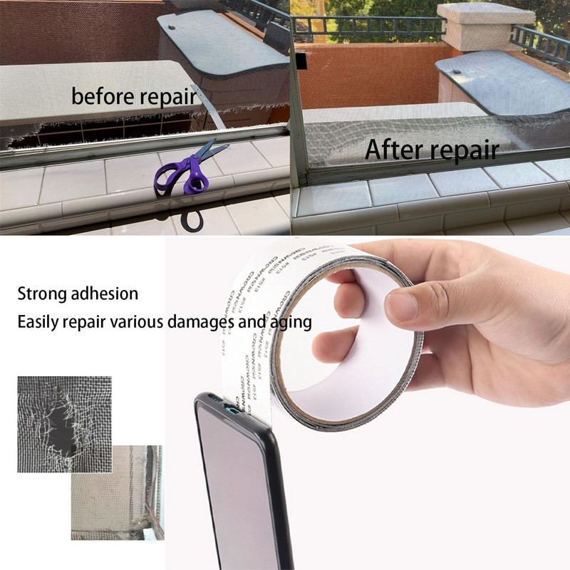 Screen Patch Repair Kit Window Repair Tape Fiberglass Covering Mesh Tool 5*200cm gallery