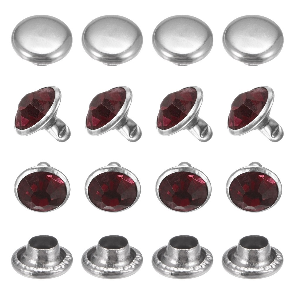 Clear Rhinestone Rivets [50pcs] - Crystal Rivets - [Deep Purple - 0.39 IN]