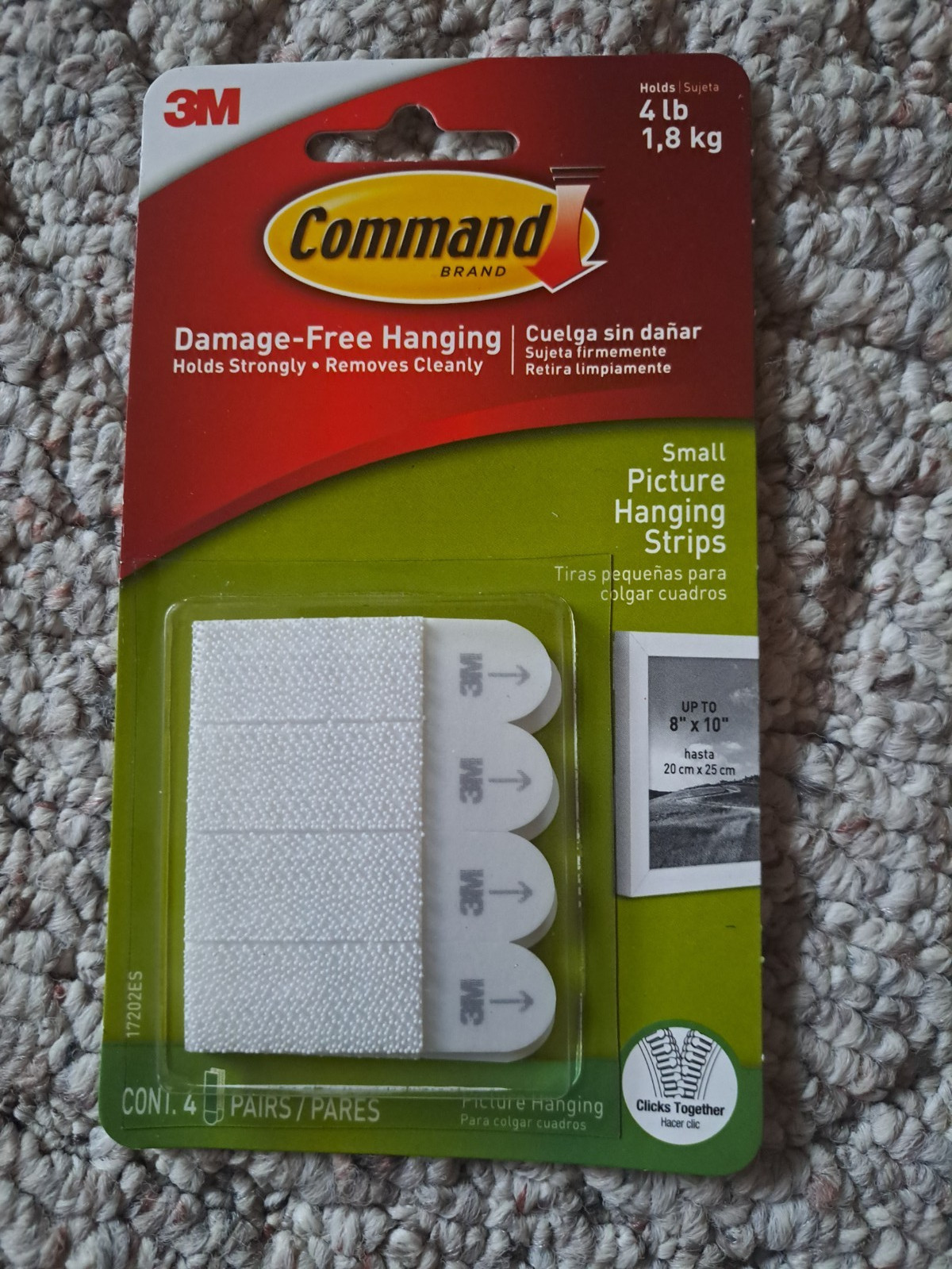 NEW 3M COMMAND 4LB/1,8KG SMALL PICTURE HANGING STRIPS *LOT OF 4= 16 TOTAL PAIRS gallery