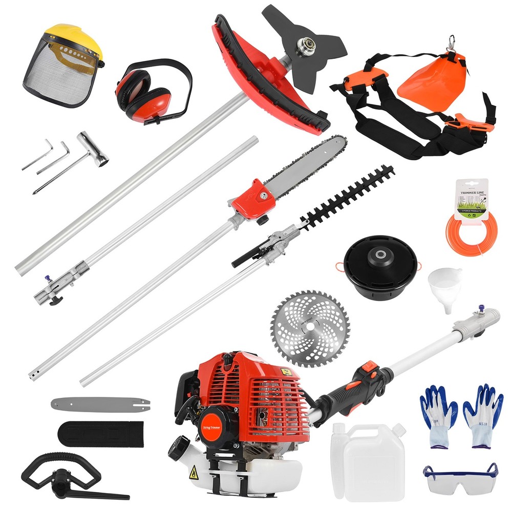 Updated 5-in-1 Multi-Functional Trimming Tools Gas Hedge Trimmer 52CC Weed Eater