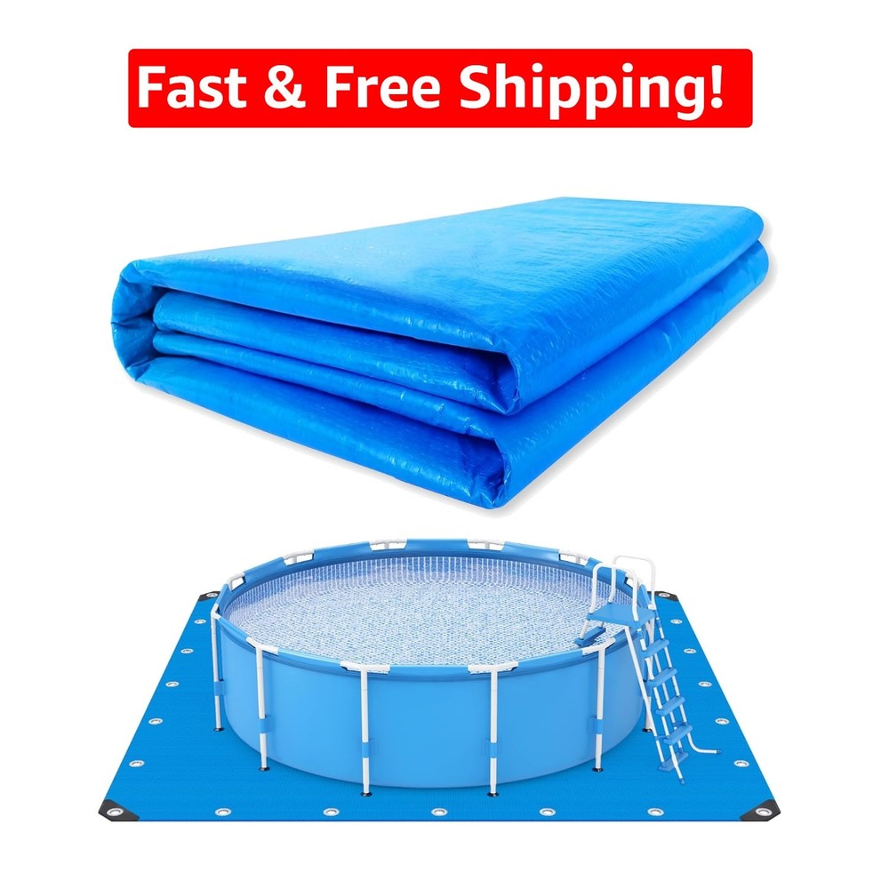 Versatile 10x10 Ft PE Pool Ground Tarp - Protects Against Rocks and Roots