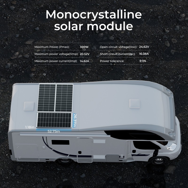 300W Solar Panel Mono 18BB N-Type Cell Power Charger Home Boat Off-Grid Battery gallery