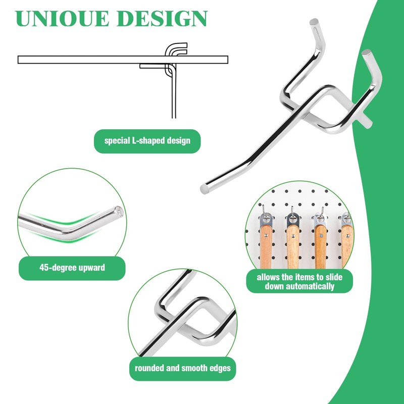 50Pcs 2"/5CM Pegboard Hooks Assortment Set, Metal Peg Board Hooks with 2.5mm ... gallery