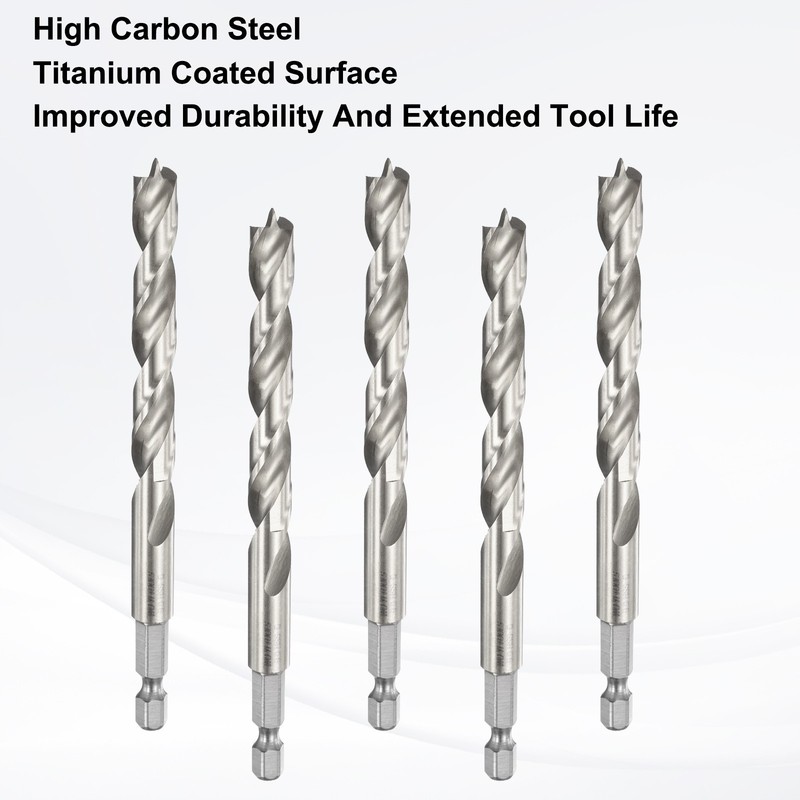 2pcs Brad Point Drill Bits Dia 9mm/0.35" HSS 1/4" Hex Shank Drill, Silver gallery